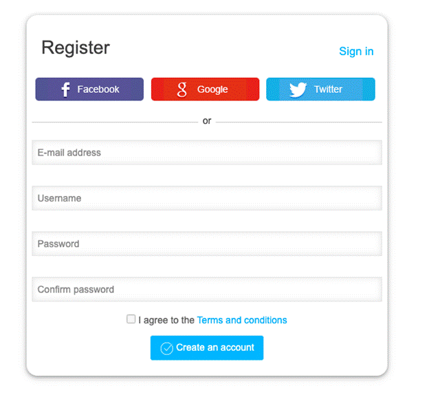 sign up for a free account