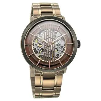 Quartet Brown Dial Stainless Steel Strap Watch