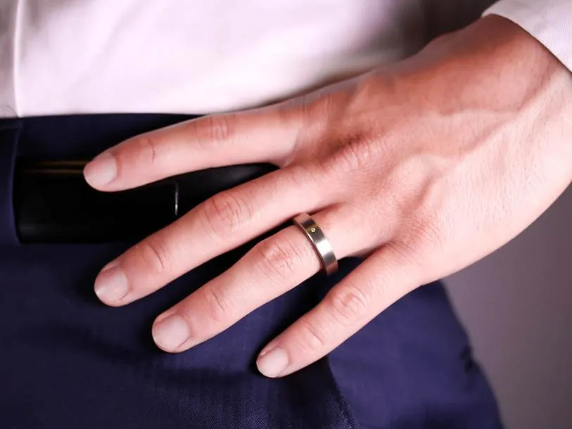 Gray Gold, Wood Inlay, Diamond and Ruby Men's Wedding Band – www.igorman.com